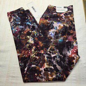 RBX Large Black Pink Watercolor Full Length High Waisted Active Casual Leggings